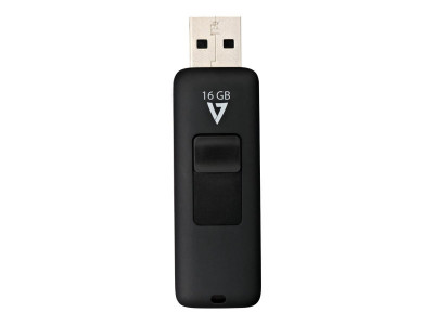 V7 : 16GB FLASH drive USB 2.0 BLACK RETRACTABLE CONNECTOR RTL