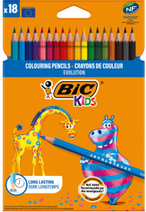 BIC KIDS Crayons de couleur Evolution ecolutions, étui de 12