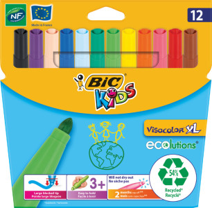 BIC KIDS Feutre Visacolor XL ecolutions, étui en carton de