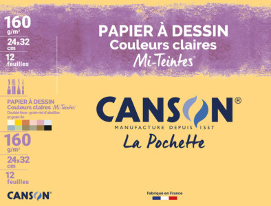CANSON Papier dessin Mi-Teintes, 320 x 240 mm, assorti Vives