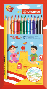 STABILO Crayon de couleur triangulaire Trio, épais, étui en