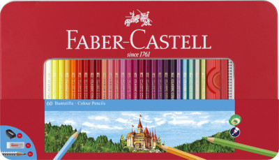 FABER-CASTELL Crayons de couleurs hexagonaux CASTLE, étui en