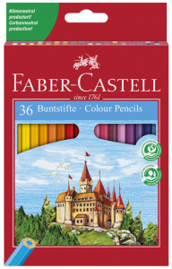 FABER-CASTELL Crayons de couleur Hexagonal ECO, étui de 36