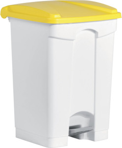 helit poubelle à pedale, 45 litres, blanc/jaune,