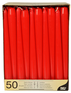 PAPSTAR Bougies de chandelier, 22 mm, rouge, en pack de 50