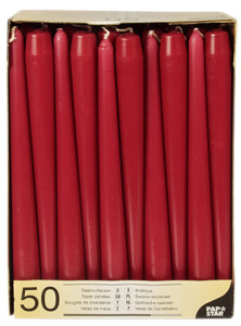 PAPSTAR Bougies de chandelier, 22 mm, rouge, en pack de 50
