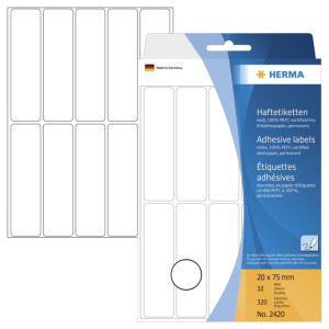 HERMA étiquettes multi-usage, 20 x 50mm, blanc, grand paquet