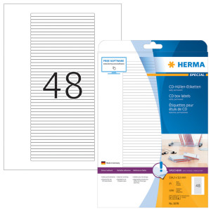 HERMA SPECIAL Etiquettes pour étuis de CD, 114,3 x 5,5 mm,