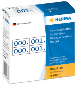 HERMA étiquettes numérique 0-999, 10 x 22 mm, bleues,