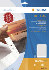 HERMA Pochettes transparentes Fotophan A4, pour photos