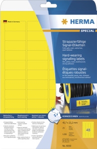 le signal HERMA étiquettes spéciales, 105 x 148 mm, jaune