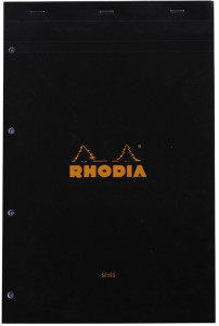 RHODIA Bloc agrafé No. 20, format A4+, séyès, noir