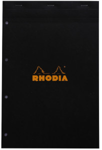 RHODIA Bloc agrafé No. 20, format A4+, quadrillé 5x5, noir