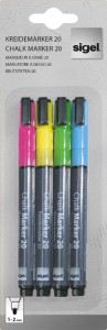sigel jeu de marqueurs Chalk, bout rond: 1 - 2 mm, blanc