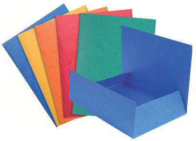 EXACOMPTA Chemise simple 3 rabats, A4, carton, bleu