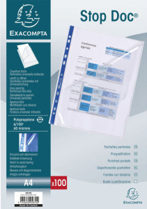 EXACOMPTA Pochettes perforées Stop Doc, A4, PP, transparent