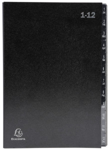 EXACOMPTA Trieur numérique, A4, 1-12, 12 compartiments, noir