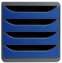 Exacompta Big-Box Module de classement 4 tiroirs couleur gris et bleu royal