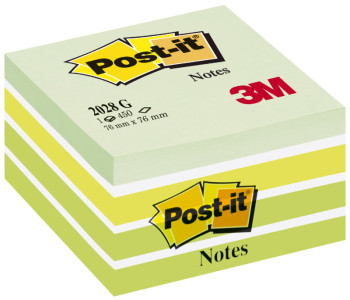 3M Post-it Notes bloc cube, 76 x 76 mm, vert pastel