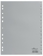 DURABLE Intercalaires en plastique A4 à chiffres 15 positions gris