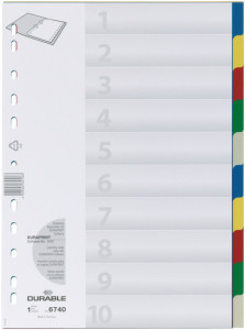 DURABLE Intercalaire plastique, format A4, PP, 10 positions