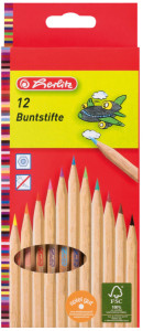 Herlitz Crayons de couleur, étui en carton de 12, bois