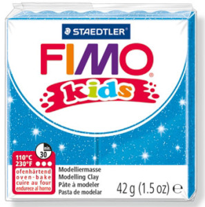 FIMO kids Pâte à modeller, à cuire, bleu paillette, 42 g