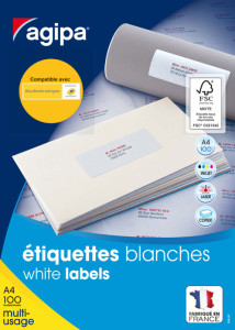 agipa Etiquettes multi-usages, 63,5 x 38,1 mm, blanc