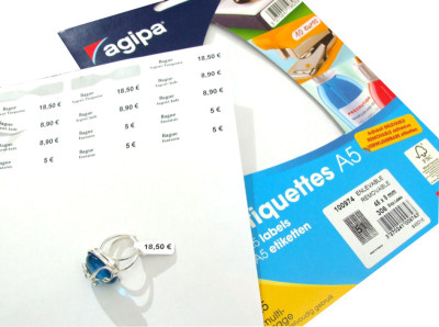 agipa Etiquettes bijouterie, 45 x 8 mm, format A5