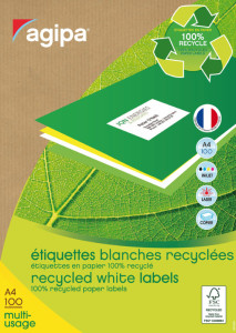 agipa Etiquettes multi-usage recyclées, 210 x 297 mm, blanc