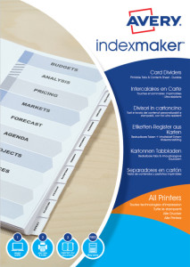 AVERY Intercalaires IndexMaker Carte, 6 touches, A4, blanc