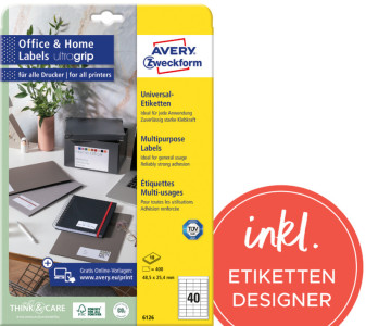 AVERY Zweckform étiquettes multi-usages, 70 x 37 mm, blanc