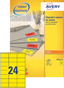 AVERY Étiquettes adresse, 70 x 35 mm, jaune fluo