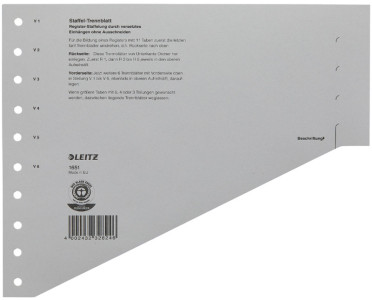 LEITZ Intercalaire-échelon, format A4 extra large, gris