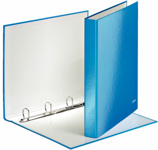 LEITZ Classeur à anneaux WOW, A4, en carton solide, bleu,