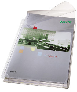 LEITZ pochette perforée Maxi avec rabat, A4, PVC, grainée