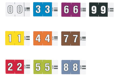 signalent chiffres LEITZ Orga Color « 5 » sur un rouleau, vert clair