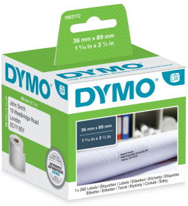 DYMO Etiquettes d'adresse LabelWriter, 89 x 28 mm, blanc