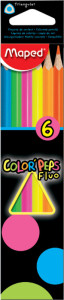Maped crayons couleur COLOR'PEPS Fluo,étui en carton de 6