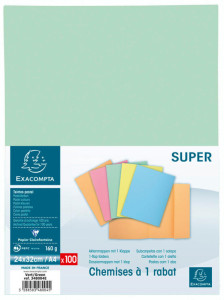 EXACOMPTA Chemises 1 rabat SUPER 180, A4, couleurs assorties