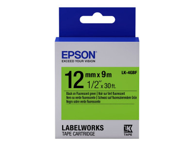Epson : TAPE - LK4GBF FLUOR BLK/ GREEN 12/9
