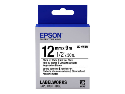 Epson : TAPE - LK4WBW STRNG ADH BLK/ WHT 12/9