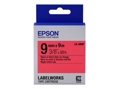 Epson : TAPE - LK3RBP PASTEL BLK/ RED 9/9