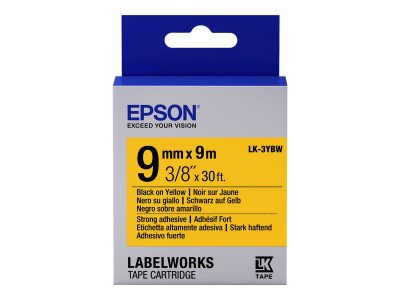 Epson : TAPE - LK3YBW STRNG ADH BLK/ YELL 9/9