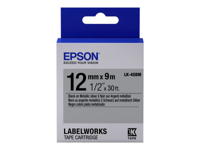 Epson : TAPE - LK4SBM METALLIC BLK/ SIV 12/9