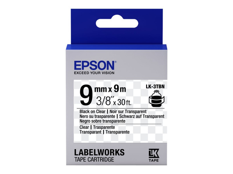 Epson : TAPE - LK3TBN CLEAR BLK/ CLEAR 9/9