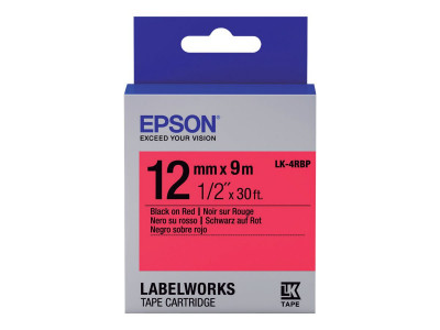 Epson : EPSON LABEL cartouche PASTEL LK-4RBP BLACK/RED 12MM (9M)