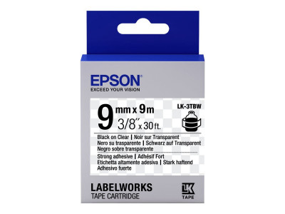 Epson : EPSON LABEL cartouche STRONG LK-3TBW BLACK/CLEAR 9MM (9M)