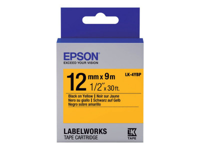 Epson EPSON LABEL cartouche PASTEL LK-4YBP Noir/Jaune 12MM (9M)