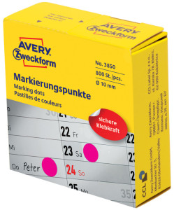 AVERY Zweckform Pastilles de couleurs, 10 mm, jaune,